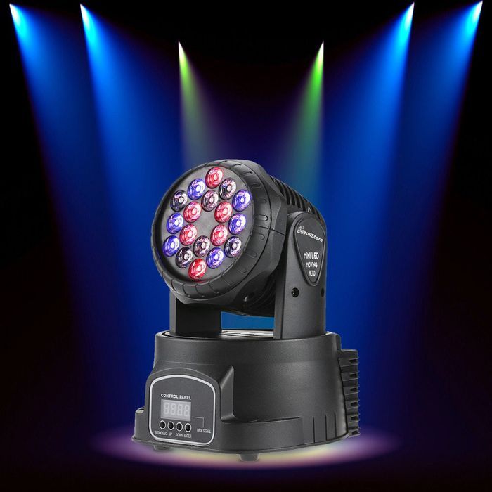 Moving head IdeallStore®, Party Energy, jocuri lumini, 70W, 18 leduri