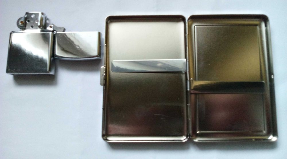 Нова табакера и запалка метални