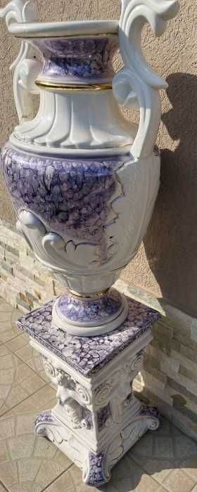 Impozanta amfora cu piedestal-email cobalt-meduze-Olanda