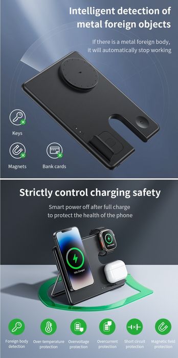 Hoco CQ1 Док-станция 3 в 1 Magnetic 30W iPhone 13 и 14 iWatch AirPods