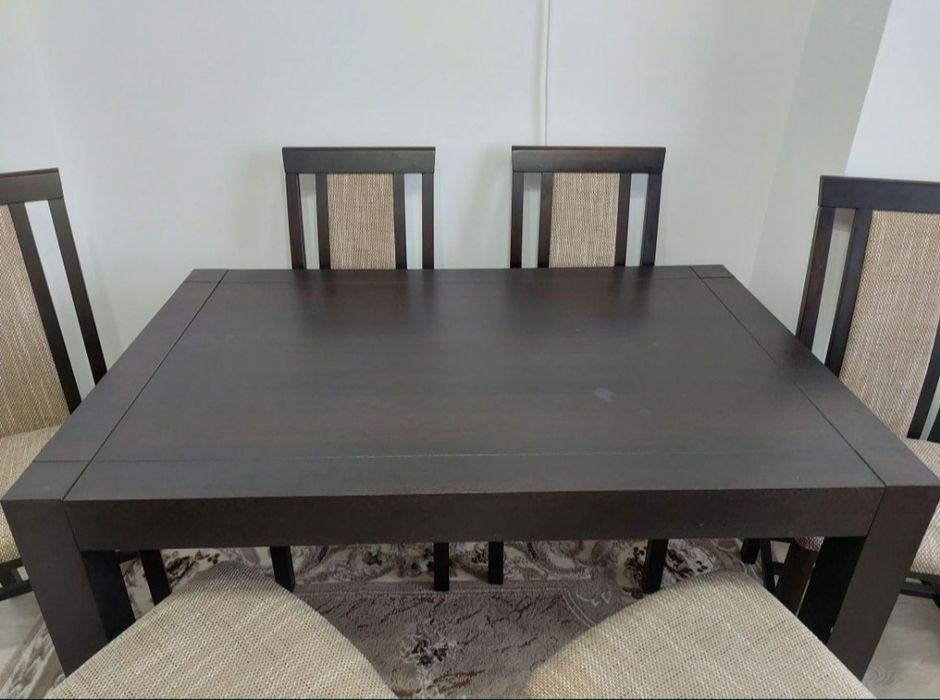 Masă sufragerie extensibilă cu set de 6 scaune