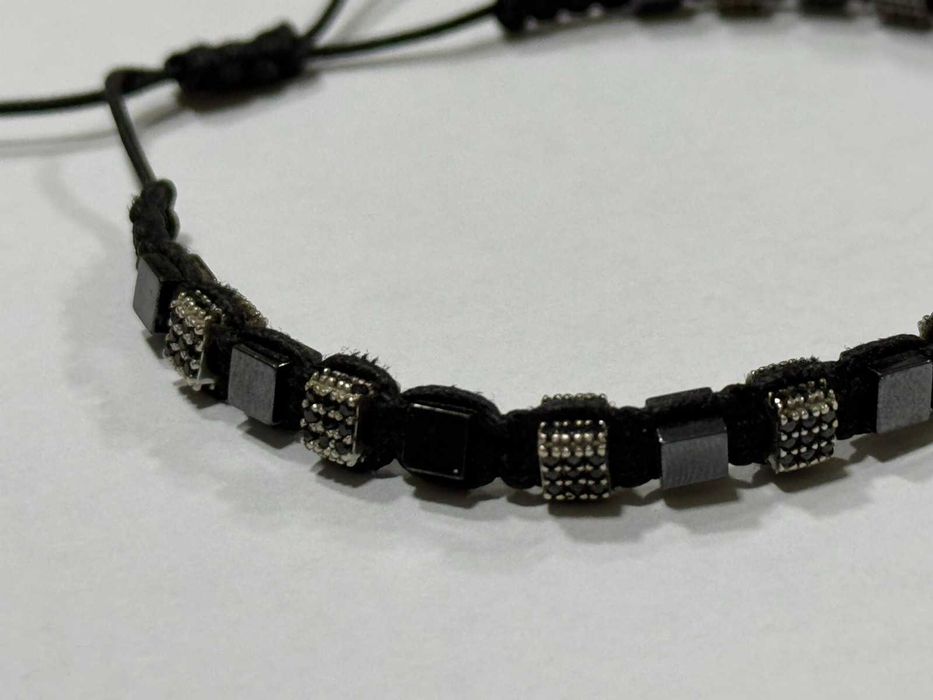 Златна гривна с мъниста - бяло злато 14К