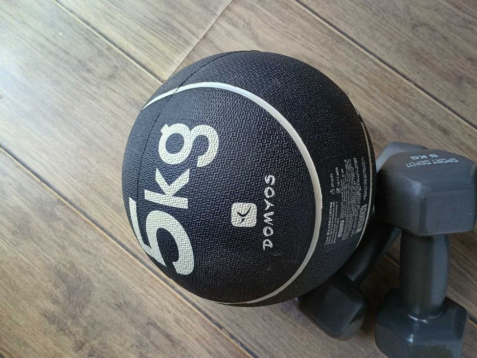 Лежанка за коремни преси 140кг Топка 5кг Гира Винил 2Х5кг Дъмбел 10кг