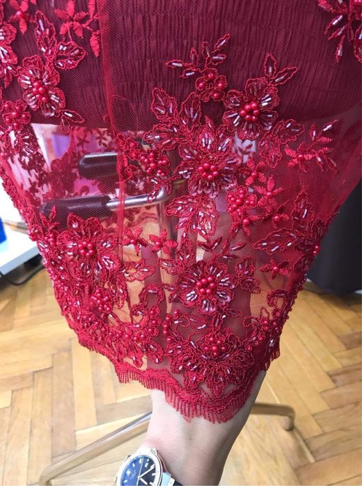 Rochie noua cocktail rosie superba Lucrata manual