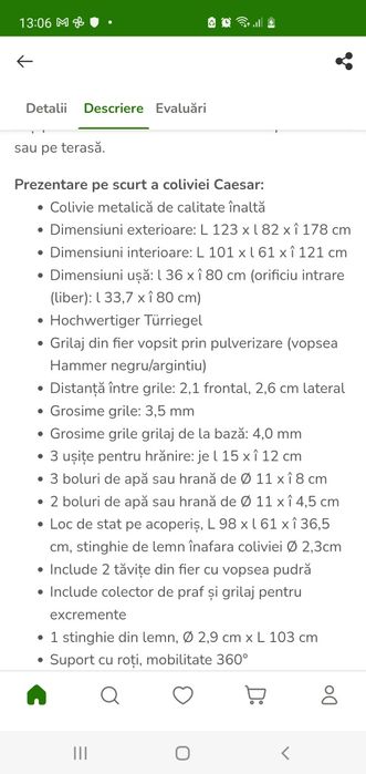 Colivie papagali Caesar/ Voliera