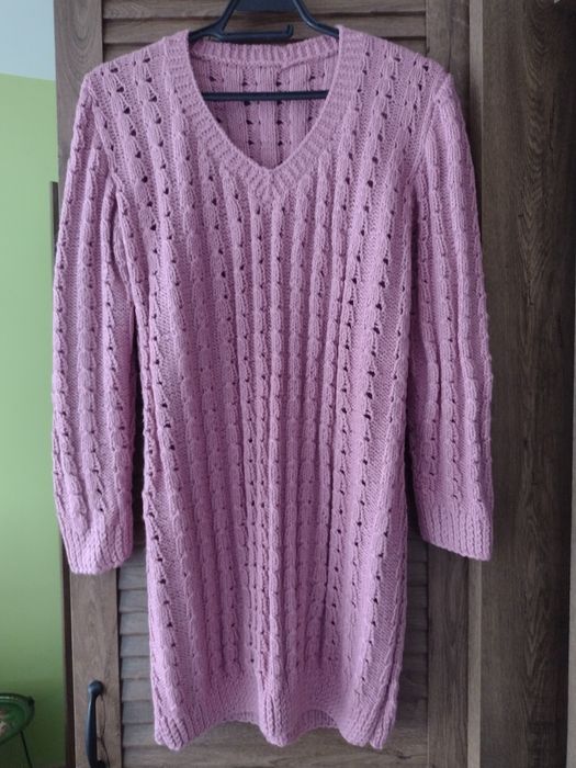 Ръчно плетена туника (дълъг пуловер) Нов.размер L.