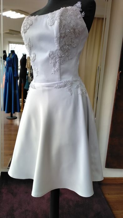 Бяла къса официална рокля, парти рокля