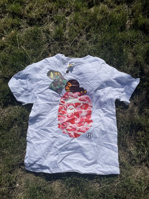 Tricou Bape Roz cu Alb