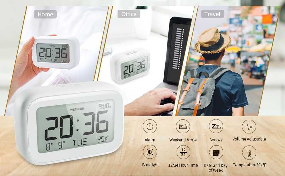Ceas digital cu termometru design modern display LCD