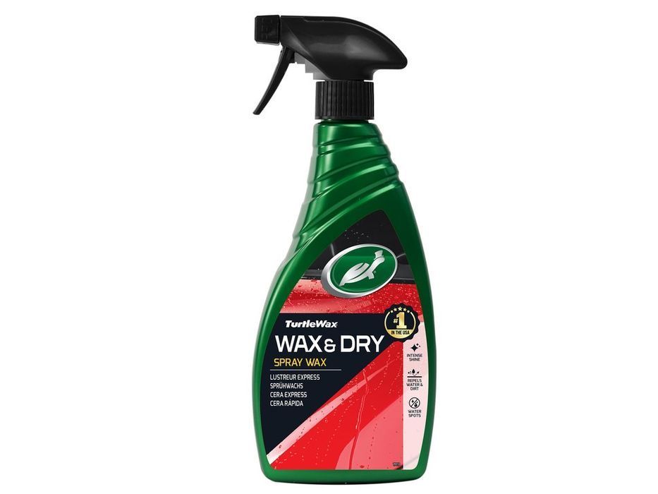 Ceara si solutie de curatare auto Turtle Wax Green Line Wax & Dry 500 ml, pentru lac si vopsea, activata de apa, cu luciu intens si protectie