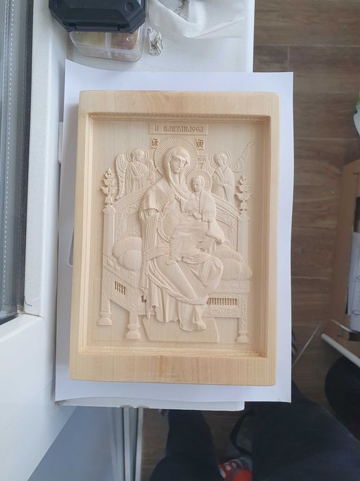 Maica Domnului Pantanassa -Lucrez vand icoane sculptate lemn tei Cruci