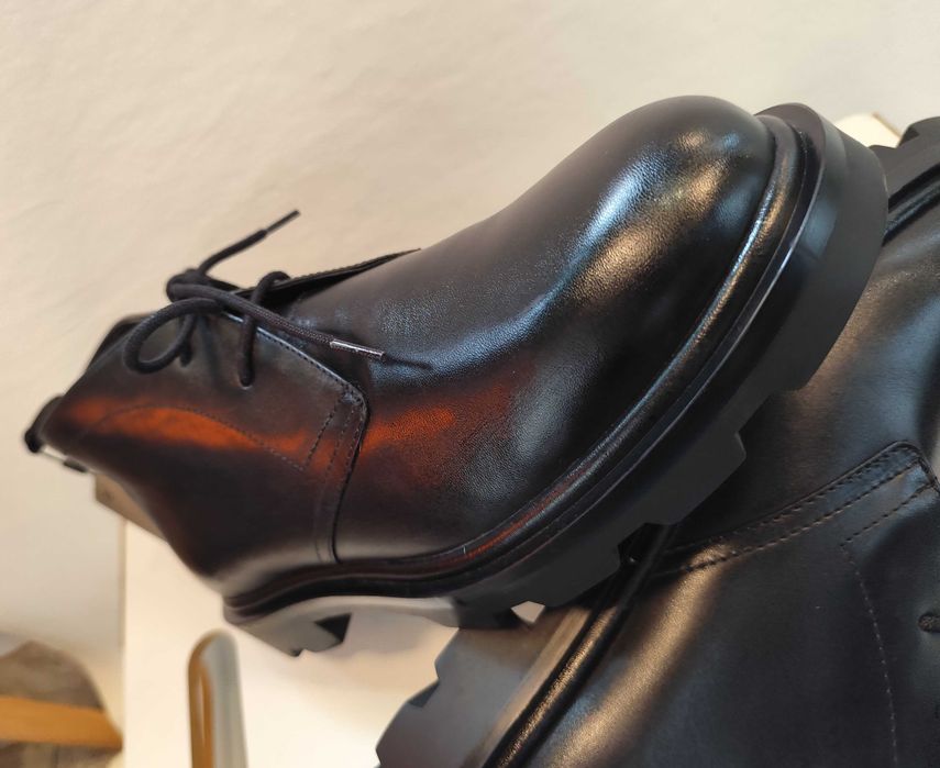 Ghete lace up 41 premium Massimo Dutti NOI piele naturala moale negru