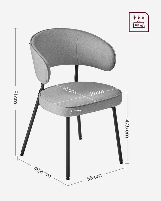 Атрактивен стол в сиво с облегалка
