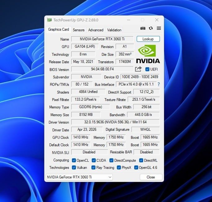 RTX 3060 ti PALIT