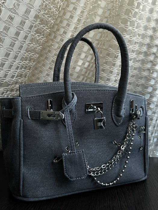 Джинсовая сумка под Hermes + подарочная упаковка