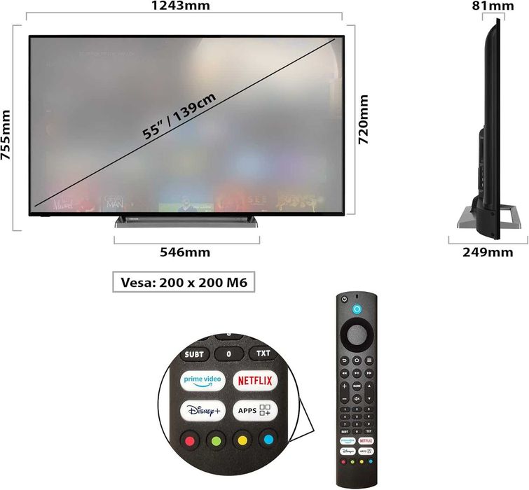 Toshiba 55UF3D63DA 4K UHD HDR - Smart TV