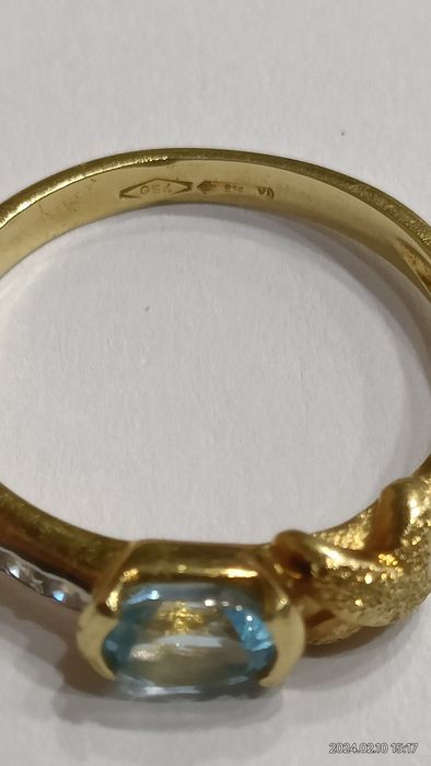 Vind inel din aur 18kt cu aquamarine și diamante