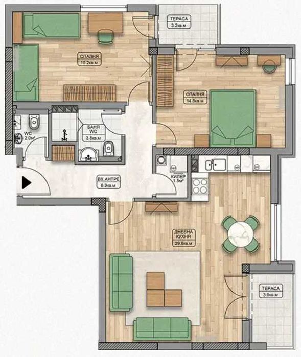 Тристаен апартамент в Кършияка!