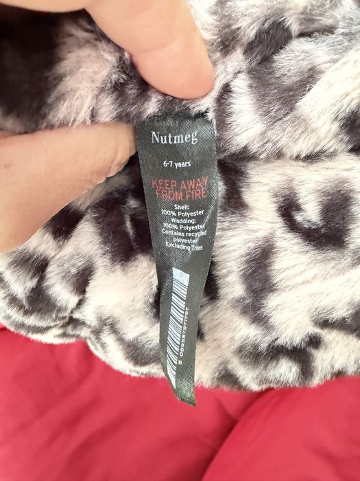 Jachetă pufoasă leopard Nutmeg 6-7 ani, foarte bună