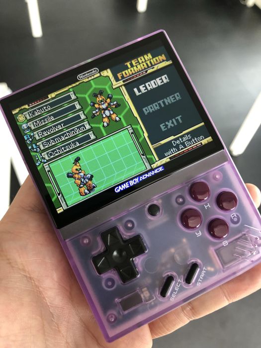 Игрова конзола Miyoo Mini Plus, 128 GB , прозрачен лилав цвят, преносима, поддръжка на 15+ ретро емулатора