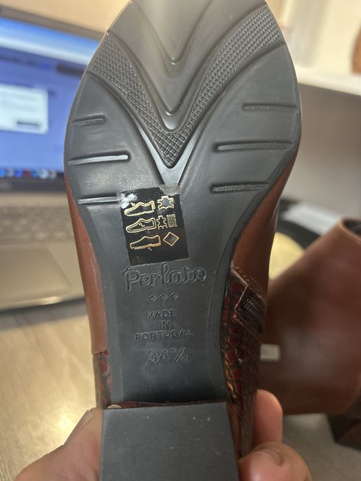 Botine piele naturală Perlato noi nr. 34,5 elegante