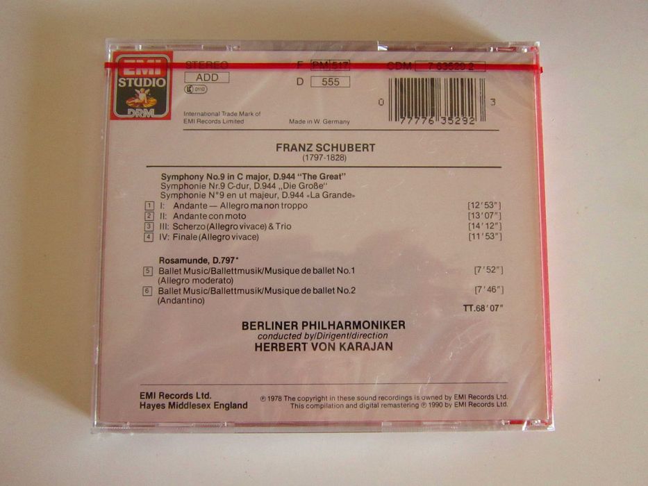 cadou rar Karajan Schubert Symphonie 9 "The Great" &Rosamunde cd nou
