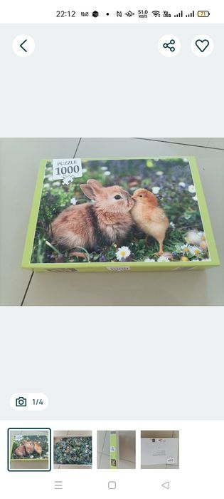 Puzzle de 1000 de piese - Iepuraș drăguț în iarbă