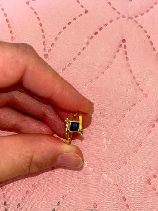 Кольцо с Сапфиром и бриллиантами серебряное