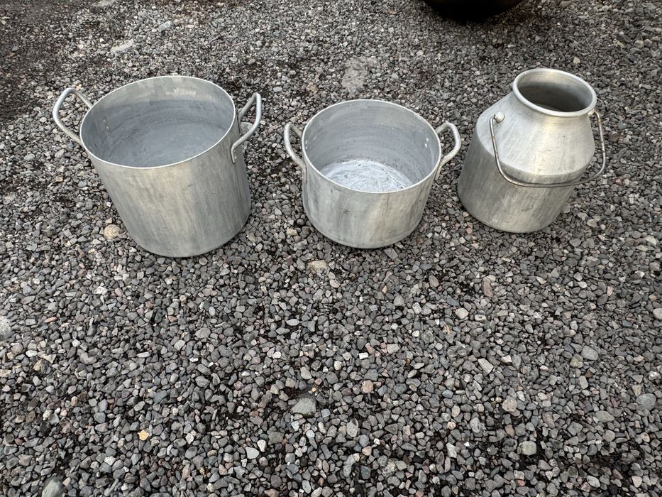 Две кастрюли и один бидон из толстого алюминия СССР