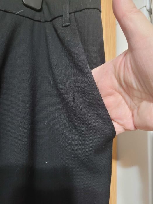 Pantaloni eleganti cu dunga, noi, negru intens, marime 48EU