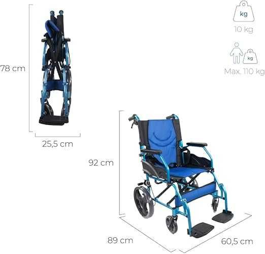 Mobiclinic Piramide Инвалидна количка, Сгъваема, Лека, Седалка 41/46 см, Алуминий