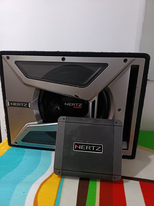 Pachet subwoofer auto Hertz EBX 300.5 + Amplificator auto Hertz HCP 1D + Kit cabluri