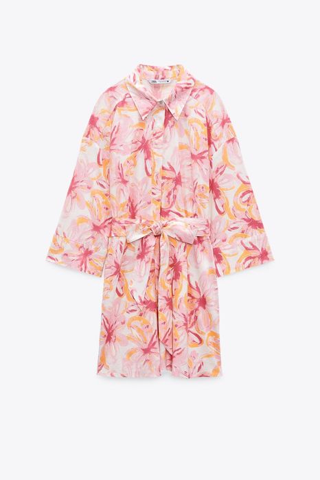 ZARA мини рокля лен р-р С