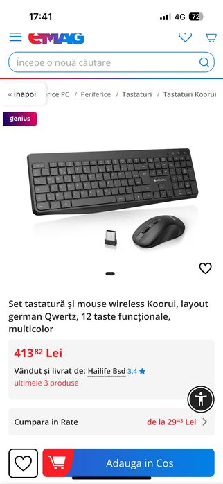 Tastatura Si Mouse Wireless Koorui