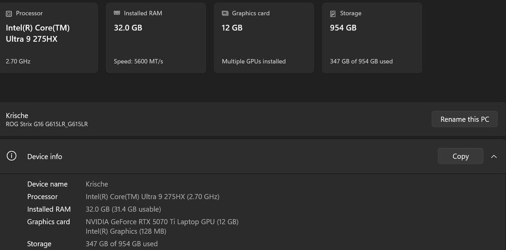 ASUS ROG Strix G16 | RTX 5070Ti 12GB | Ultra 9 | 32GB | Гаранция
