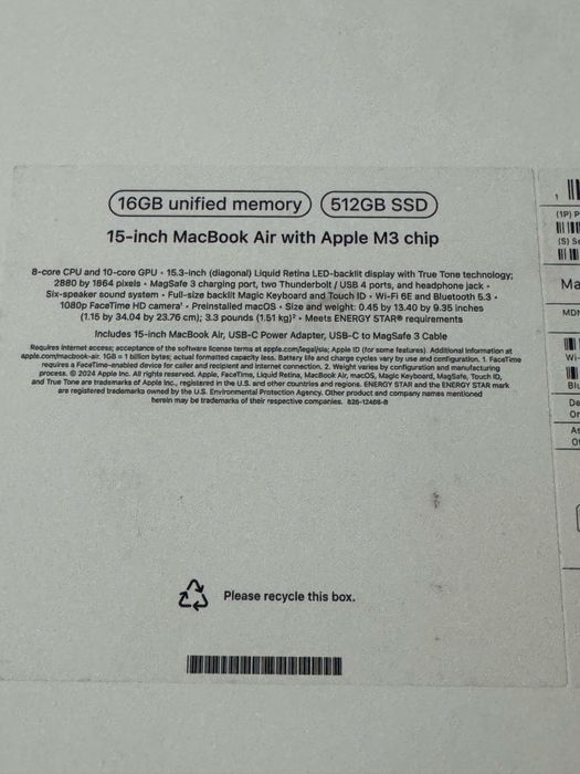 Macbook Air 15 512Gb m3
