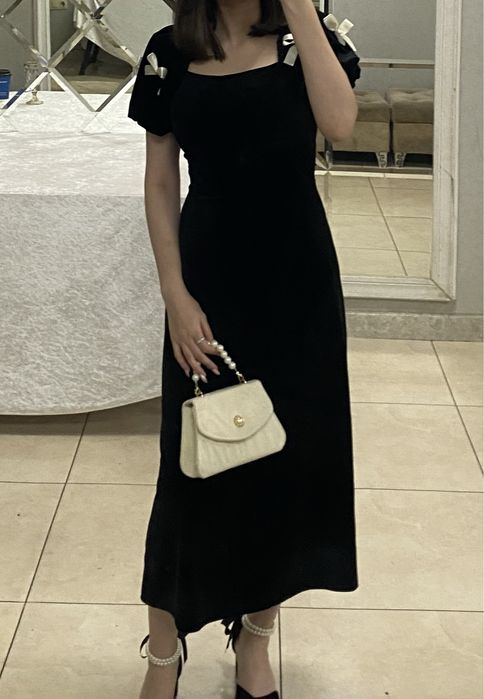 Черный Платье с бабочками