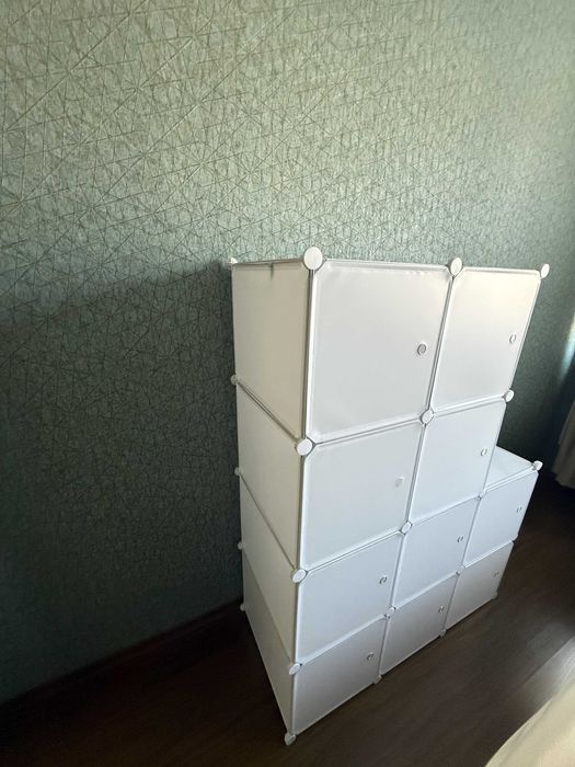 Модулен гардероб Time Trade, 9 рафта, 147x111x47 см, Бял