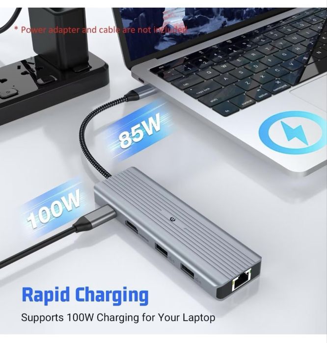 10 in 1 USB C Hub Adapter Port for MacBook/iPad/iPhone