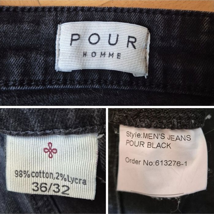 Blugi Premium Pour Homme, Denim Stretch, Negru, Bărbați - 36/32
