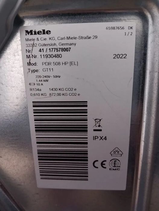 Професионална сушилня с термопомпа Миеле Miele Professional PDR508HL