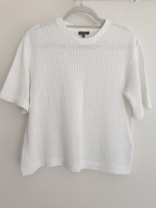 Бяла плетена блуза Massimo Dutti