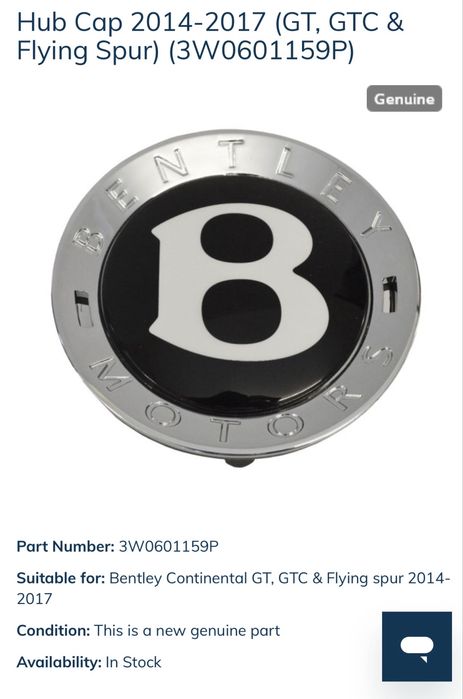 Capace OEM Centrale Jante Bentley Continental GT GTC Flying Spur