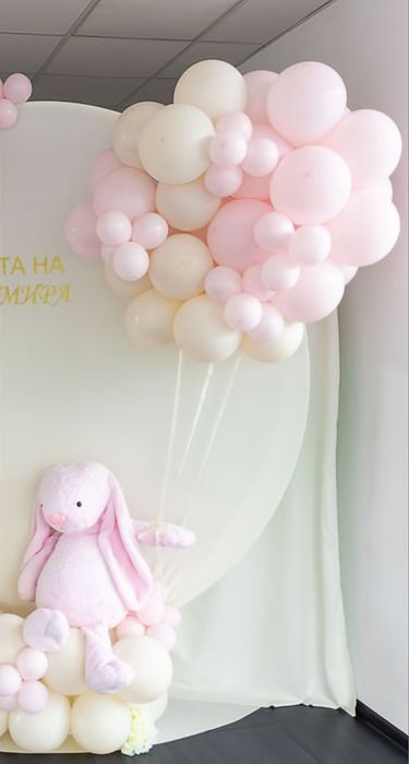 Розов, плюшен заек 100 см.