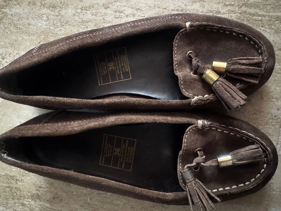 Pantofi piele întoarsă maro, 36, 80 lei