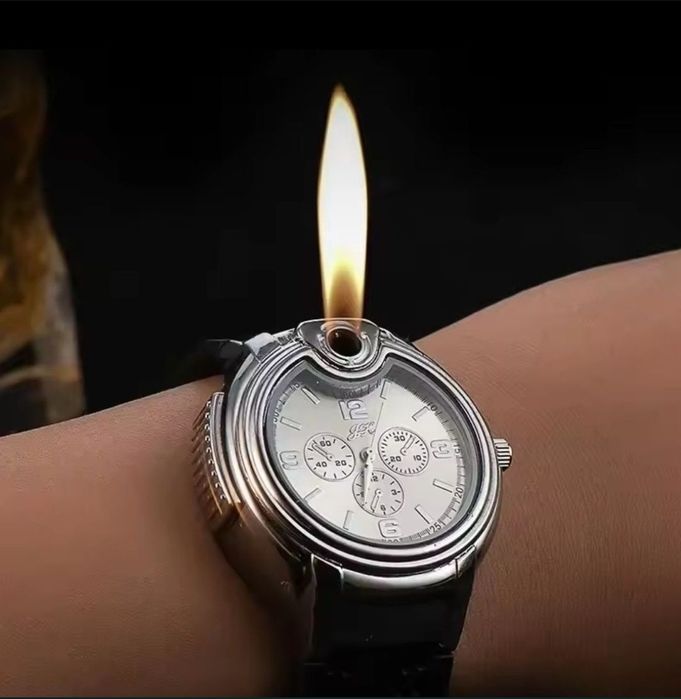 Ceas bărbați cu bricheta, ceas curea din silicon nou