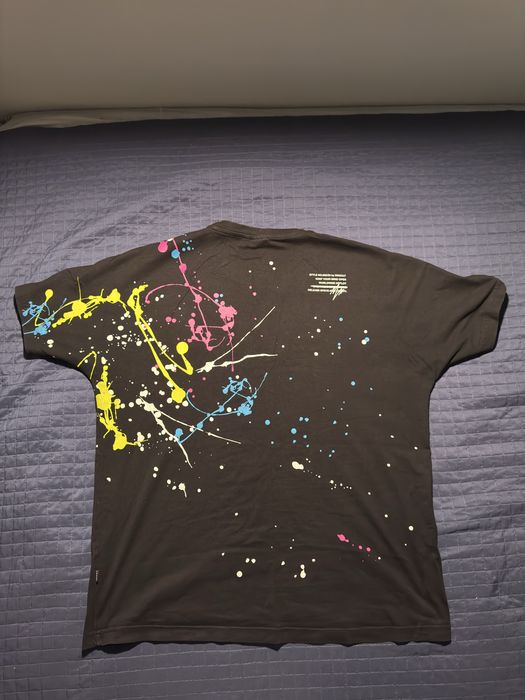 Tricou Cropp XL Negru Print Paint Splatter Neon