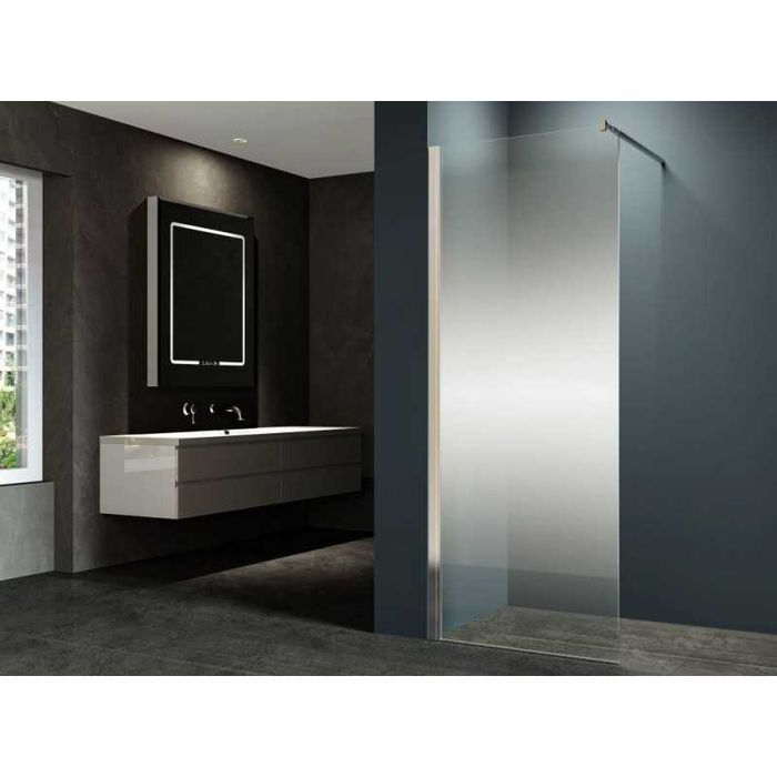 Стационарен параван с UV стъкло и матово бял профил 100×200.