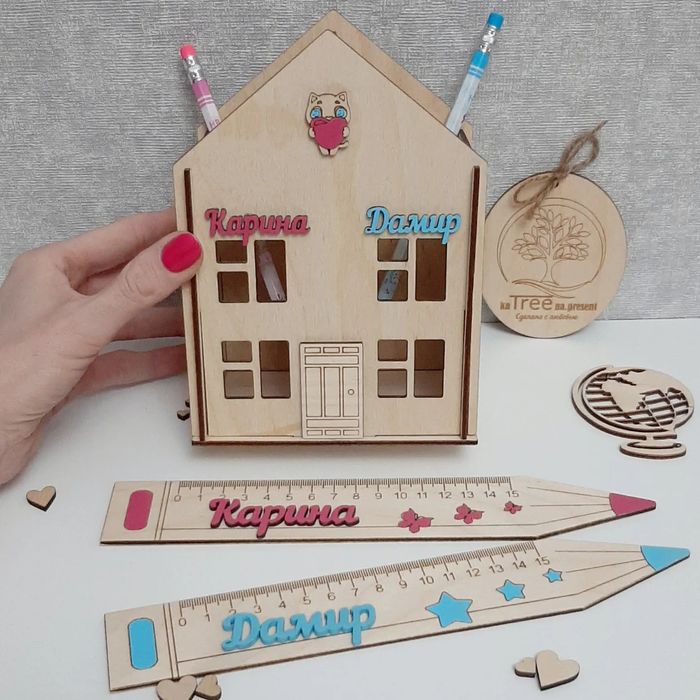 Карандашница, именные ленейки