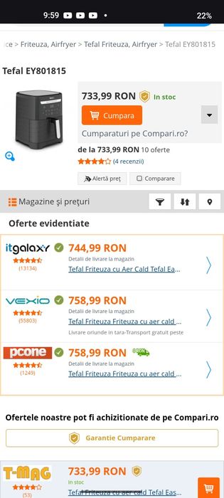 Tefal EasyFry & Grill XXL  EY801815 , 4 ani Garanție